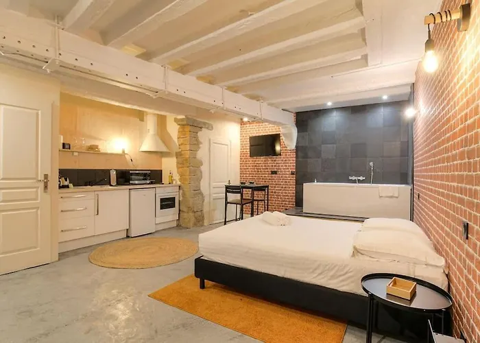 Industrial-Style Studio With Bathtub, Vieux-Lyon