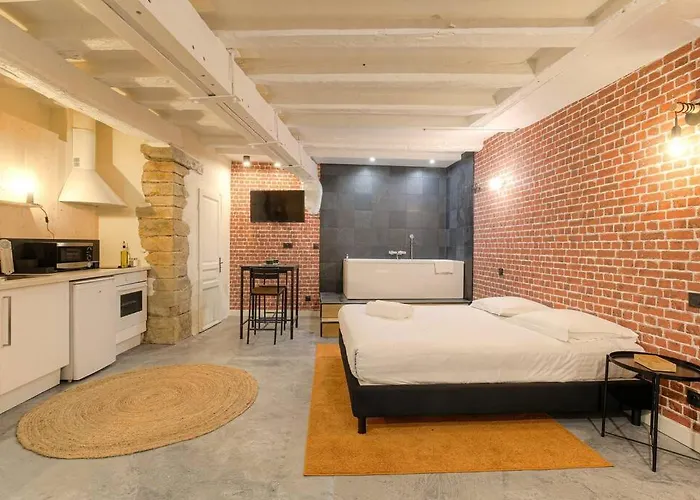 Industrial-Style Studio With Bathtub, Vieux-Lyon
